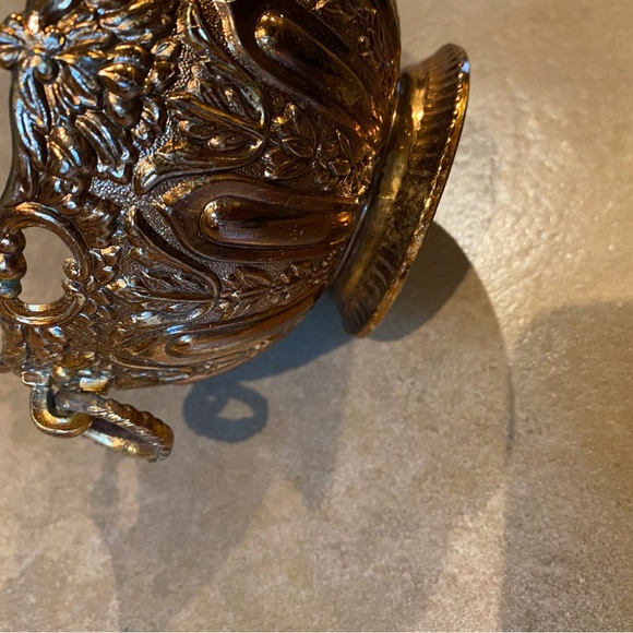 VINTAGE 1960S ORNATE SILVERPLATE COPPER TONE BOWL DISH RAIMOND JAPAN 5”x3” SIZE - Picture 3 of 9